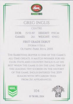 2019 NRL Elite #104 Greg Inglis Back
